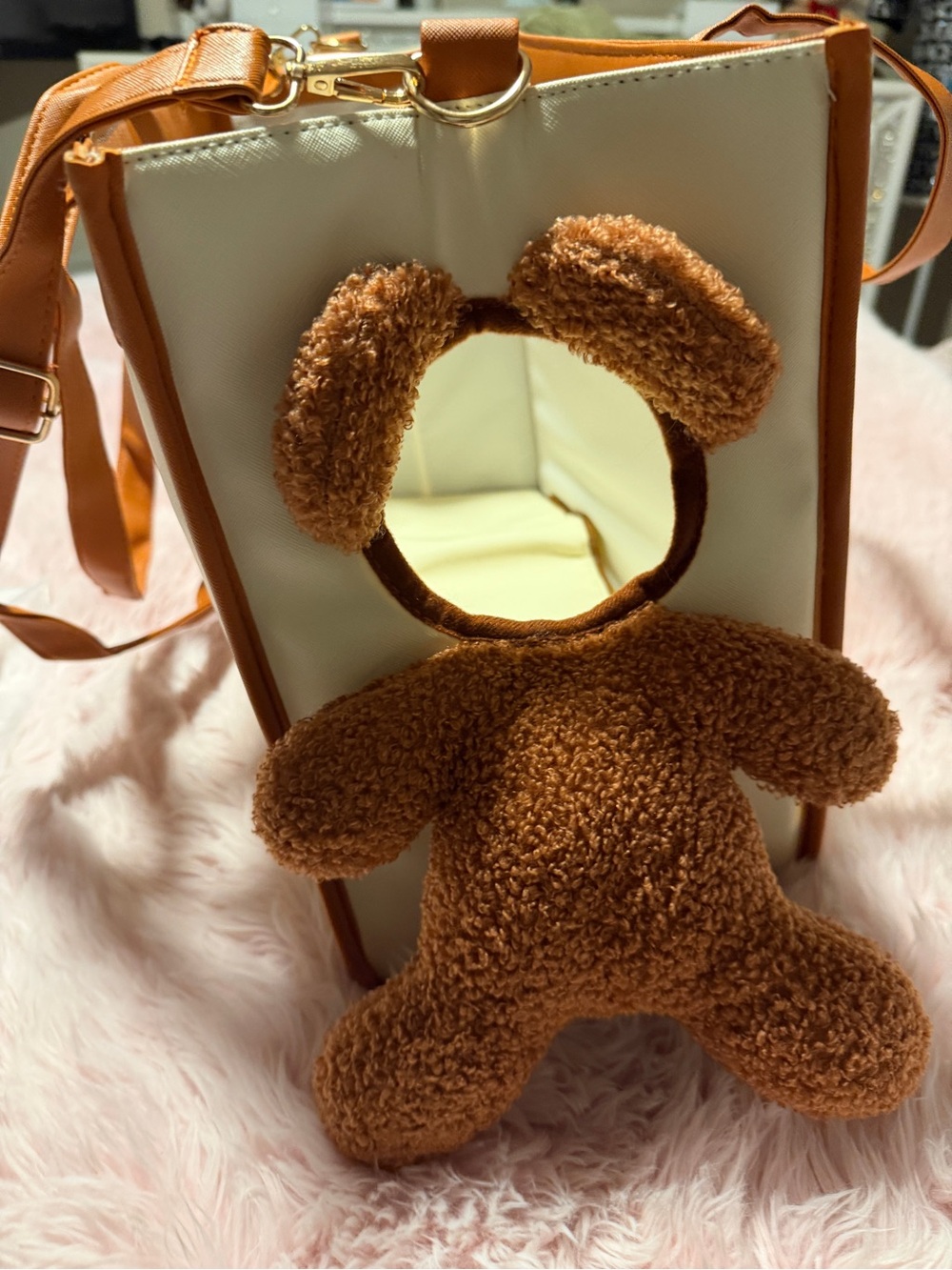 Pet Carrier Cream and Taupe Tote Bag with Adjustable Strap